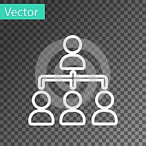 White line Business hierarchy organogram chart infographics icon isolated on transparent background. Corporate