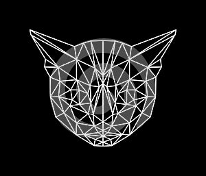 White line cat face low polygon logo 