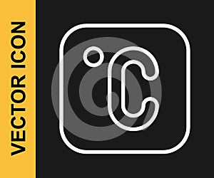 White line Celsius icon isolated on black background. Vector