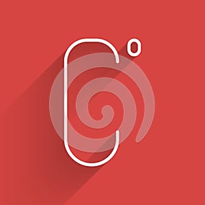 White line Celsius icon isolated with long shadow. Vector Illustration