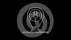 White line Charging parking electric car icon isolated on black background. 4K Video motion graphic animation