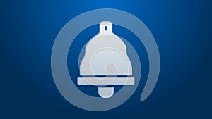 White line Church bell icon isolated on blue background. Alarm symbol, service bell, handbell sign, notification symbol