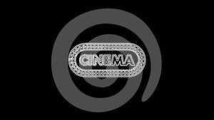 White line Cinema poster design template icon isolated on black background. Movie time concept banner design. 4K Video