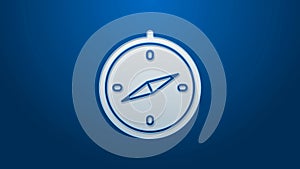 White line Compass icon isolated on blue background. Windrose navigation symbol. Wind rose sign. 4K Video motion graphic