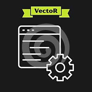White line Computer api interface icon isolated on black background. Application programming interface API technology