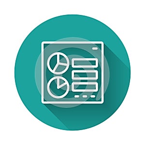 White line Computer api interface icon isolated with long shadow background. Application programming interface API