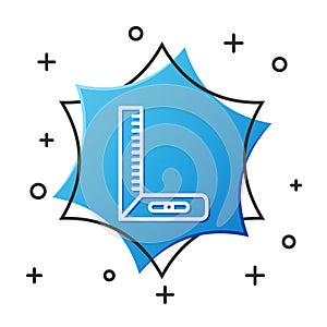 White line Corner ruler icon isolated on white background. Setsquare, angle ruler, carpentry, measuring utensil, scale