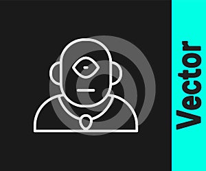 White line Cyclops icon isolated on black background. Vector