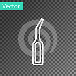 White line Dental explorer scaler for teeth icon isolated on transparent background. Vector