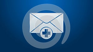 White line Envelope icon isolated on blue background. Received message concept. New, email incoming message, sms. Mail