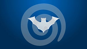 White line Flying bat icon isolated on blue background. 4K Video motion graphic animation