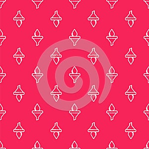 White line Funnel or filter and motor oil drop icon isolated seamless pattern on red background. Vector