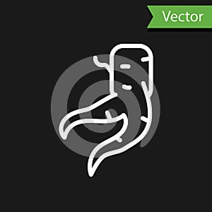 White line Ginger root icon isolated on black background. Vector