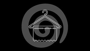 White line Hanger wardrobe icon isolated on black background. Clean towel sign. Cloakroom icon. Clothes service symbol