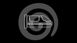 White line High-speed train icon isolated on black background. Railroad travel and railway tourism. Subway or metro