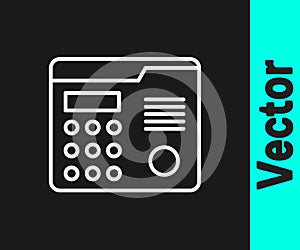 White line House intercom system icon isolated on black background. Vector Illustration