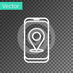 White line Infographic of city map navigation icon isolated on transparent background. Mobile App Interface concept