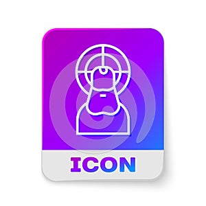 White line Jesus Christ icon isolated on white background. Rectangle color button. Vector Illustration