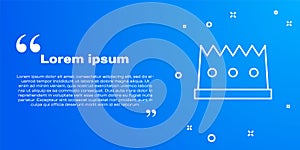 White line King crown icon isolated on blue background. Vector