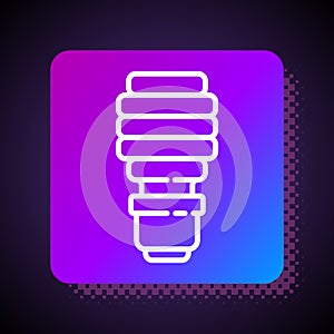 White line LED light bulb icon isolated on black background. Economical LED illuminated lightbulb. Save energy lamp