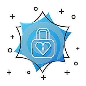 White line Lock and heart icon isolated on white background. Locked Heart. Love symbol and keyhole sign. Valentines day