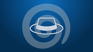 White line Man hat with ribbon icon isolated on blue background. 4K Video motion graphic animation