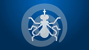 White line Mosquito icon isolated on blue background. 4K Video motion graphic animation