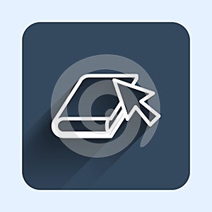White line Online book icon isolated with long shadow background. Internet education concept, e-learning resources
