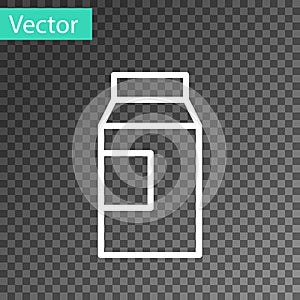 White line Paper package for milk icon isolated on transparent background. Milk packet sign. Vector
