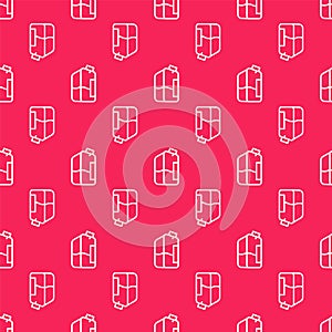 White line Printer ink bottle icon isolated seamless pattern on red background. Vector