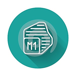 White line Processor icon isolated with long shadow background. CPU, central processing unit, microchip, microcircuit