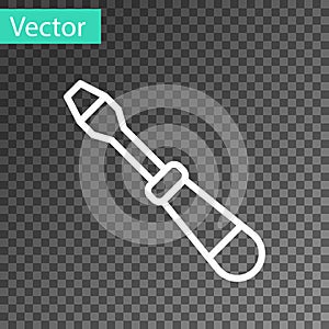 White line Screwdriver icon isolated on transparent background. Service tool symbol. Vector