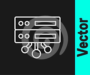 White line Server, Data, Web Hosting icon isolated on black background. Vector