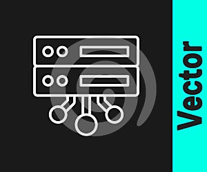 White line Server, Data, Web Hosting icon isolated on black background. Vector