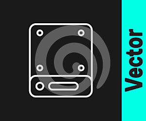 White line Server, Data, Web Hosting icon isolated on black background. Vector