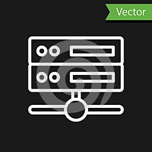 White line Server, Data, Web Hosting icon isolated on black background. Vector