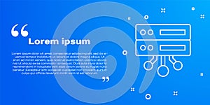 White line Server, Data, Web Hosting icon isolated on blue background. Vector