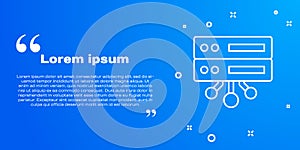 White line Server, Data, Web Hosting icon isolated on blue background. Vector