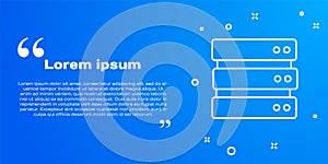 White line Server, Data, Web Hosting icon isolated on blue background. Vector