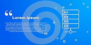White line Server, Data, Web Hosting icon isolated on blue background. Vector