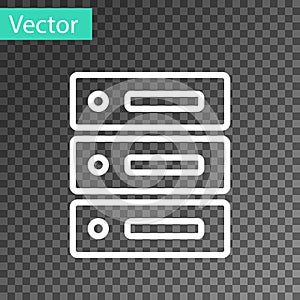 White line Server, Data, Web Hosting icon isolated on transparent background. Vector