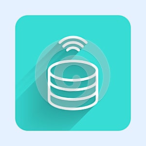 White line Smart Server, Data, Web Hosting icon isolated with long shadow background. Internet of things concept with