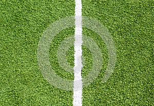 White line on soccer field grass