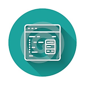 White line Software, web developer programming code icon isolated with long shadow background. Javascript computer