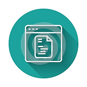 White line Software, web developer programming code icon isolated with long shadow background. Javascript computer