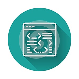 White line Software, web developer programming code icon isolated with long shadow background. Javascript computer