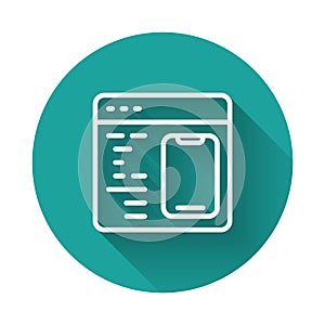 White line Software, web developer programming code icon isolated with long shadow background. Javascript computer