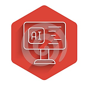 White line Software, web developer programming code icon isolated with long shadow. Javascript computer script random