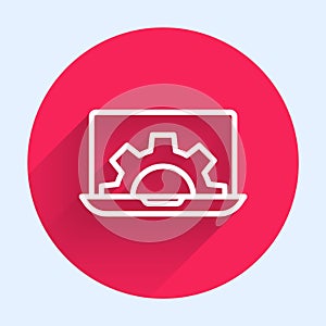 White line Software, web development, programming concept icon isolated with long shadow. Programming language and