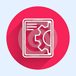 White line Software, web development, programming concept icon isolated with long shadow. Programming language and